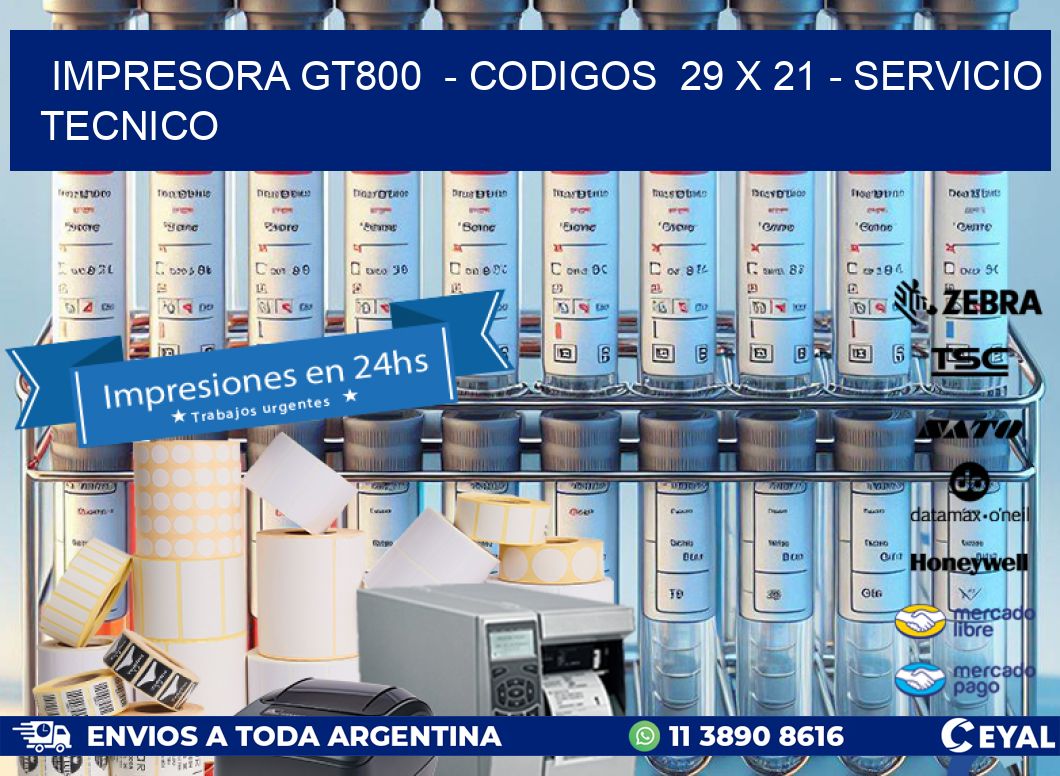 IMPRESORA GT800  - CODIGOS  29 x 21 - SERVICIO TECNICO