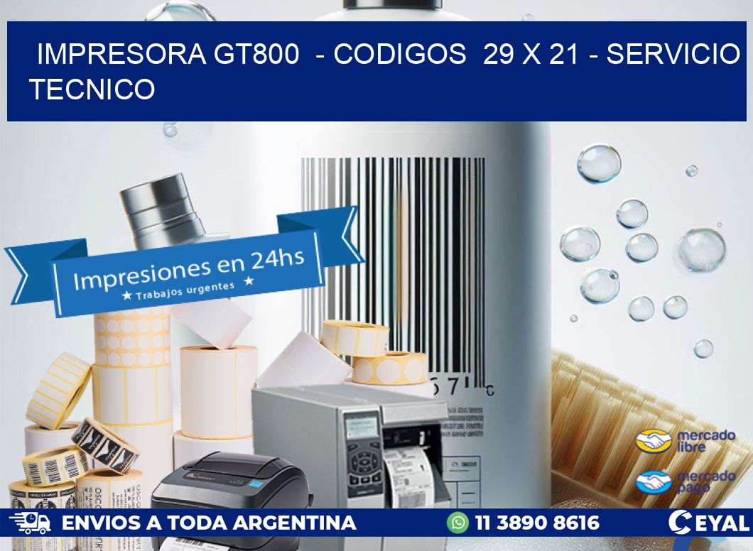 IMPRESORA GT800  – CODIGOS  29 x 21 – SERVICIO TECNICO