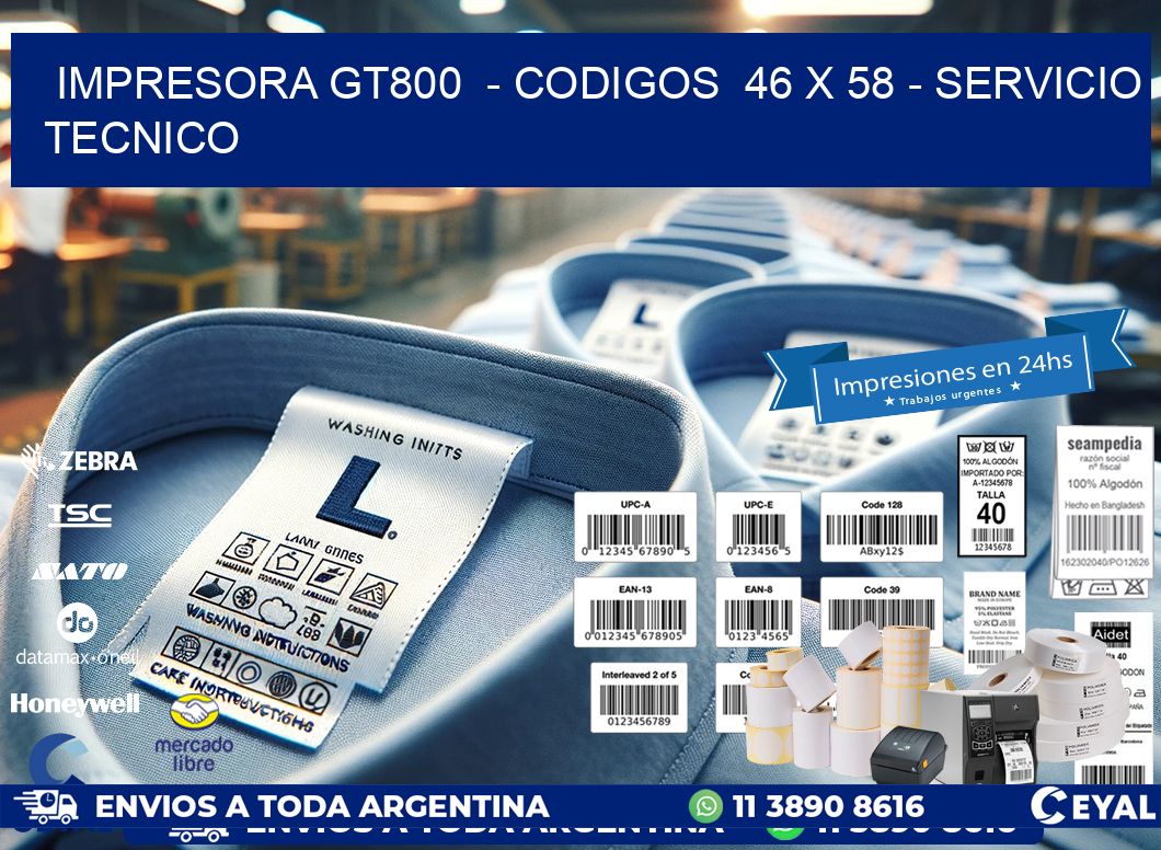IMPRESORA GT800  - CODIGOS  46 x 58 - SERVICIO TECNICO