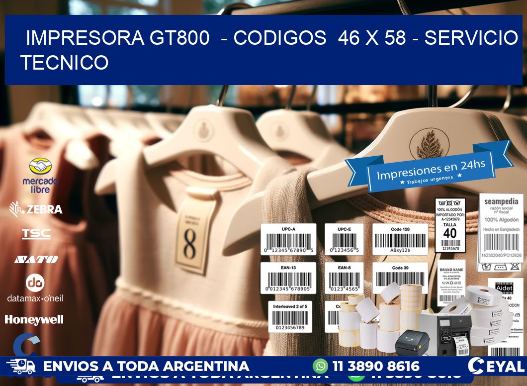 IMPRESORA GT800  – CODIGOS  46 x 58 – SERVICIO TECNICO