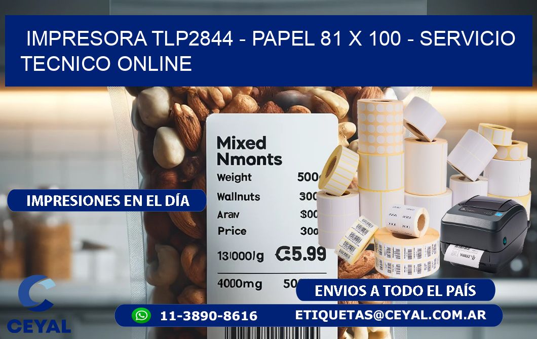 IMPRESORA TLP2844 - PAPEL 81 x 100 - SERVICIO TECNICO ONLINE