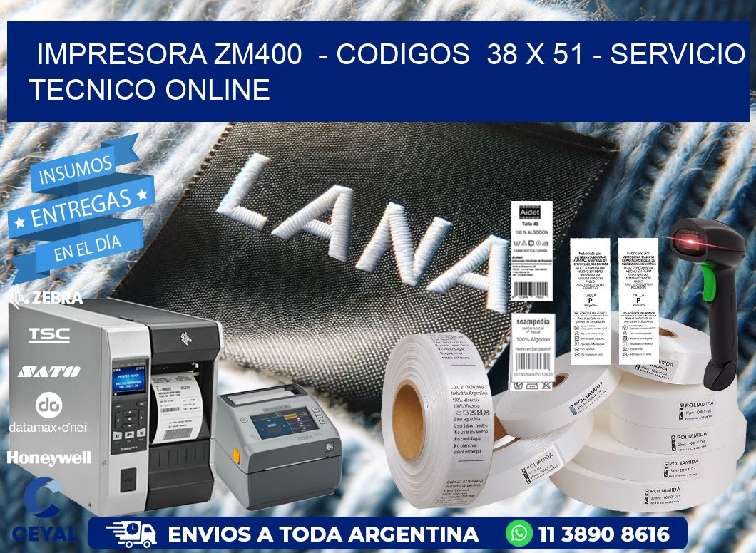 IMPRESORA ZM400  - CODIGOS  38 x 51 - SERVICIO TECNICO ONLINE