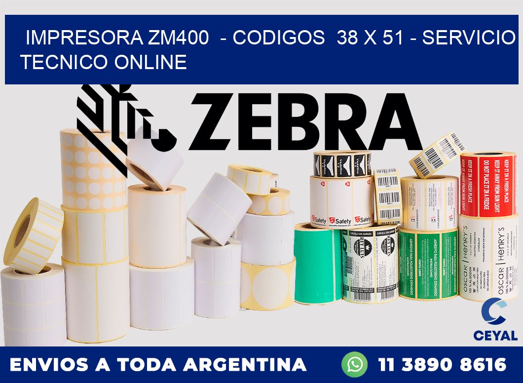 IMPRESORA ZM400  - CODIGOS  38 x 51 - SERVICIO TECNICO ONLINE