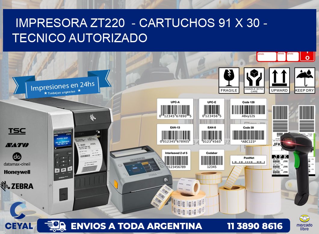 IMPRESORA ZT220  - CARTUCHOS 91 x 30 - TECNICO AUTORIZADO