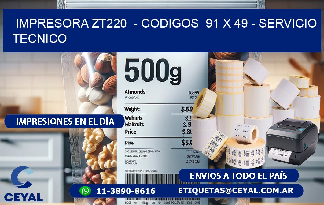 IMPRESORA ZT220  - CODIGOS  91 x 49 - SERVICIO TECNICO