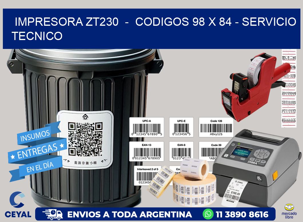 IMPRESORA ZT230  -  CODIGOS 98 x 84 - SERVICIO TECNICO