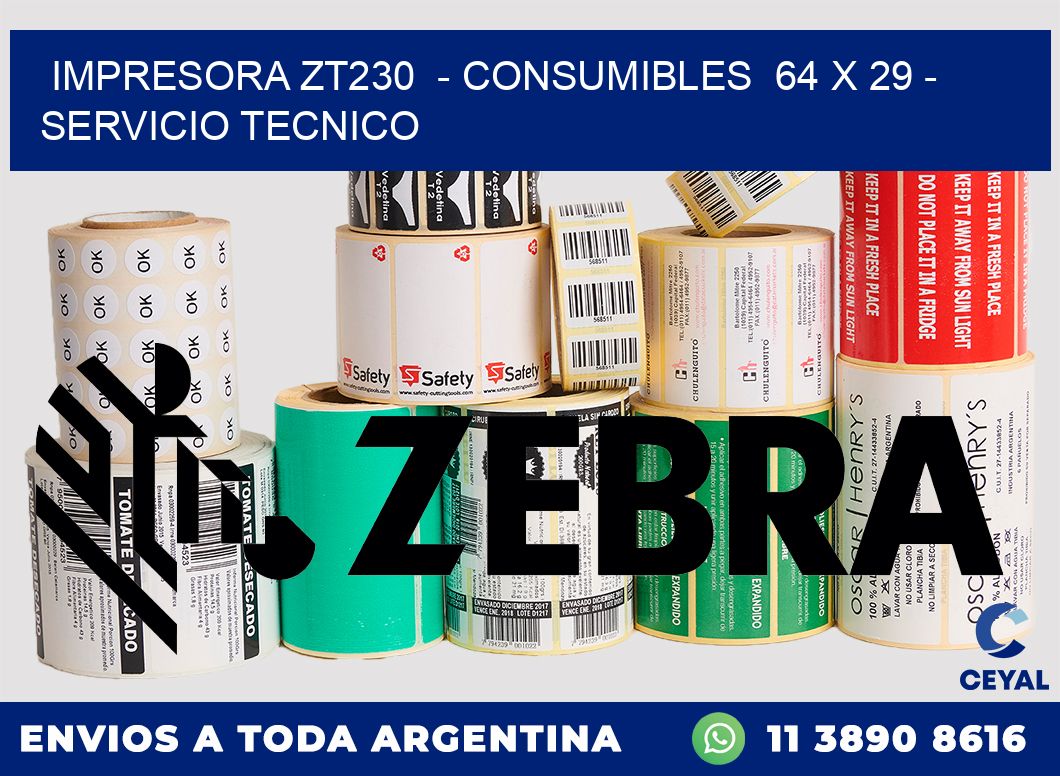 IMPRESORA ZT230  - CONSUMIBLES  64 x 29 - SERVICIO TECNICO