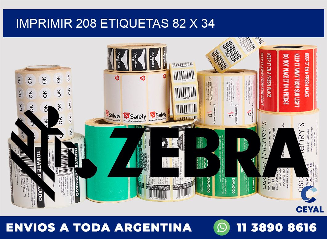 IMPRIMIR 208 ETIQUETAS 82 x 34