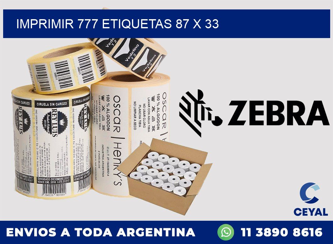 IMPRIMIR 777 ETIQUETAS 87 x 33