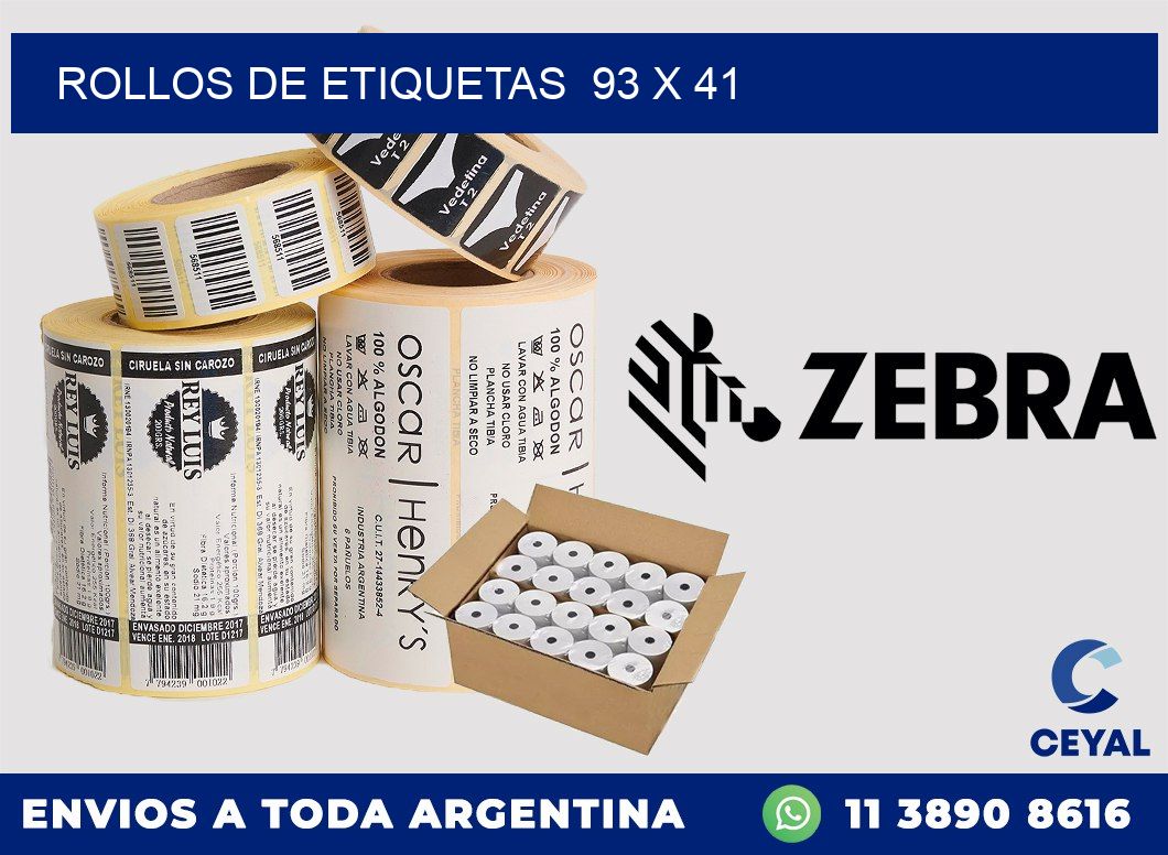 ROLLOS DE ETIQUETAS  93 x 41