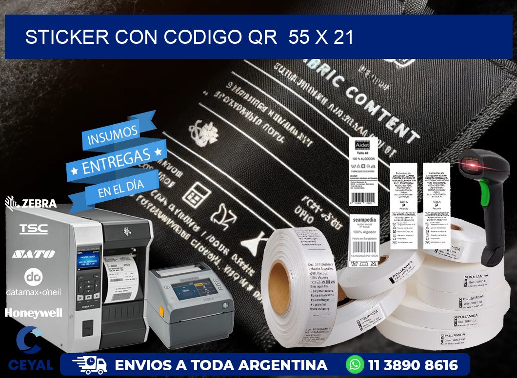 STICKER CON CODIGO QR  55 x 21