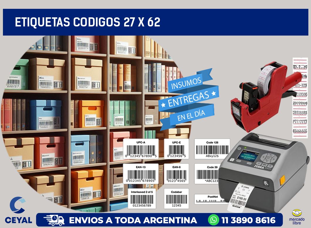 etiquetas codigos 27 x 62