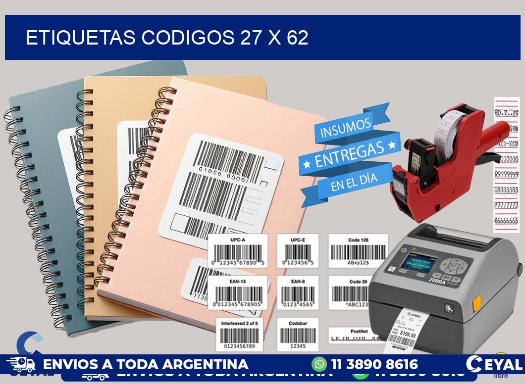 etiquetas codigos 27 x 62