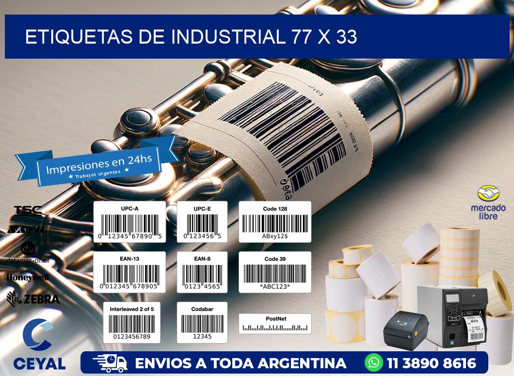 etiquetas de industrial 77 x 33