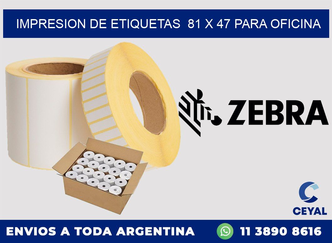 impresion de etiquetas  81 x 47 para oficina