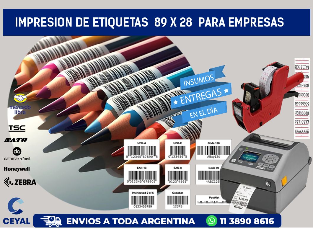 impresion de etiquetas  89 x 28  para empresas