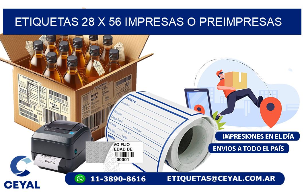 ETIQUETAS 28 x 56 IMPRESAS O PREIMPRESAS