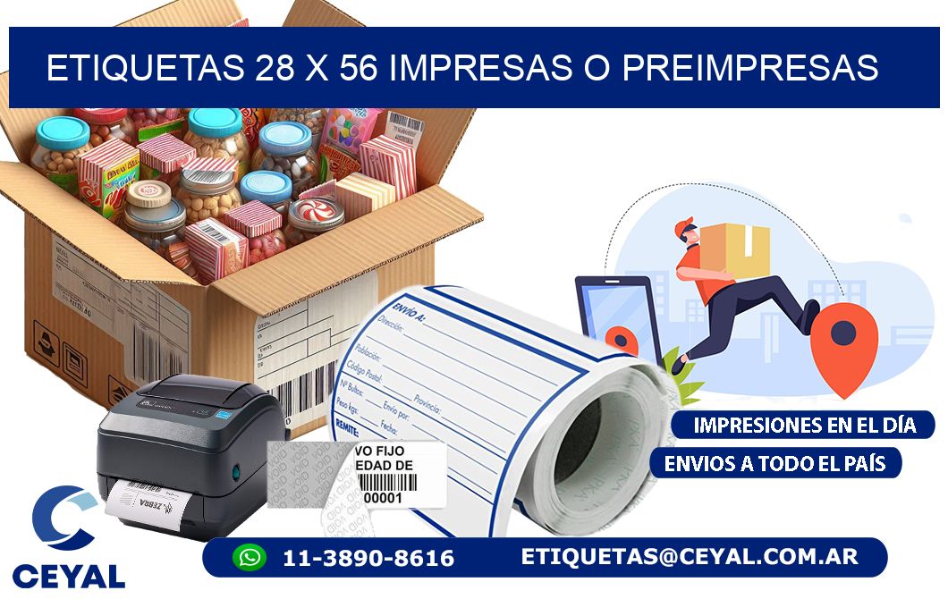 ETIQUETAS 28 x 56 IMPRESAS O PREIMPRESAS