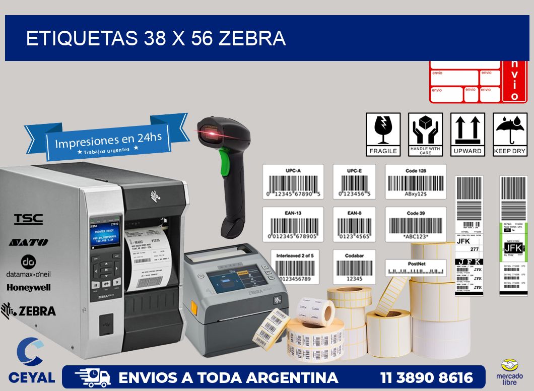 ETIQUETAS 38 x 56 ZEBRA