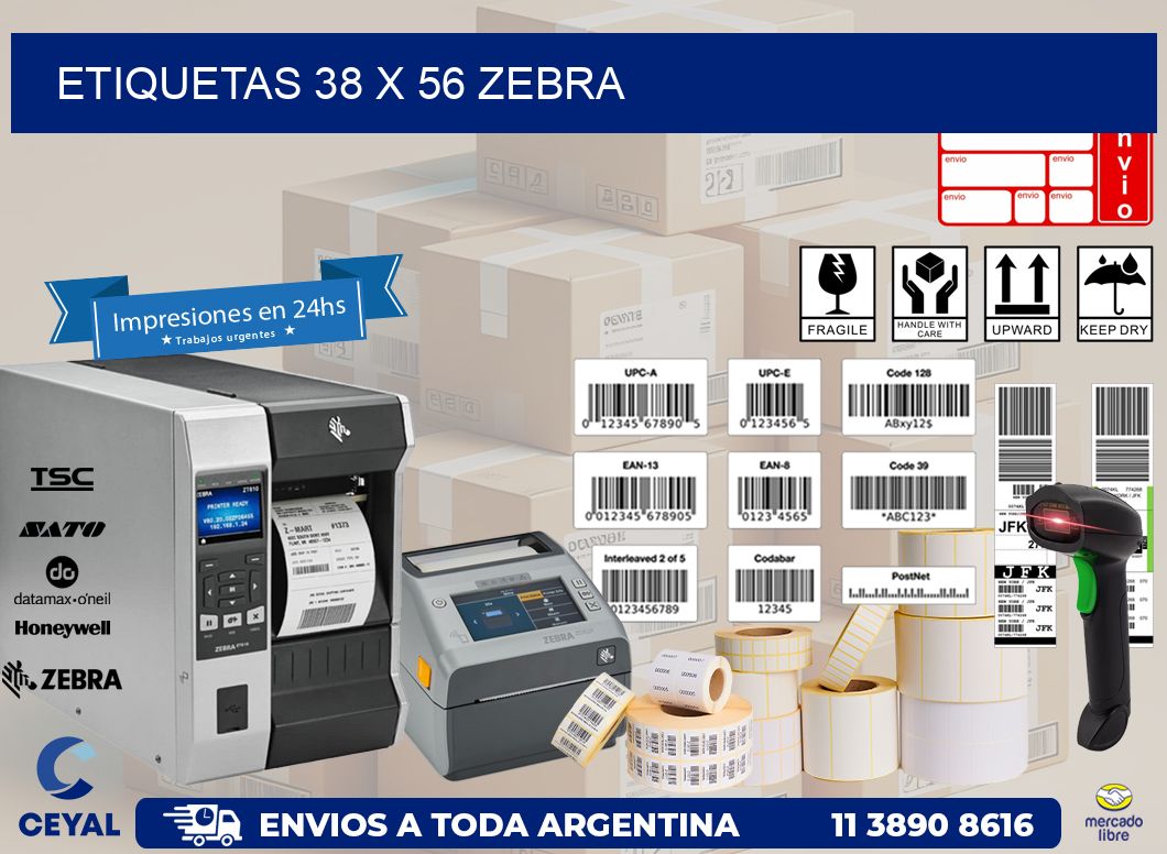 ETIQUETAS 38 x 56 ZEBRA