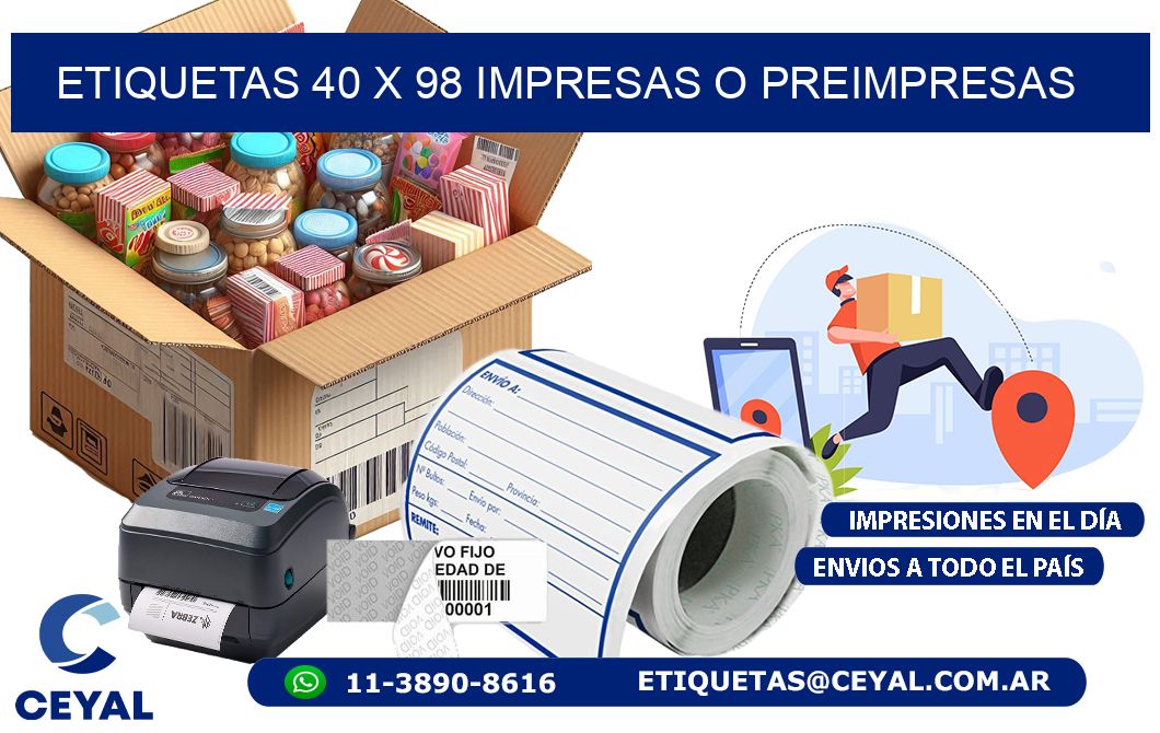 ETIQUETAS 40 x 98 IMPRESAS O PREIMPRESAS