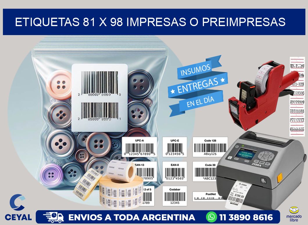 ETIQUETAS 81 x 98 IMPRESAS O PREIMPRESAS