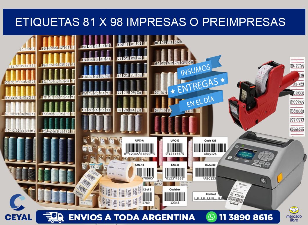 ETIQUETAS 81 x 98 IMPRESAS O PREIMPRESAS