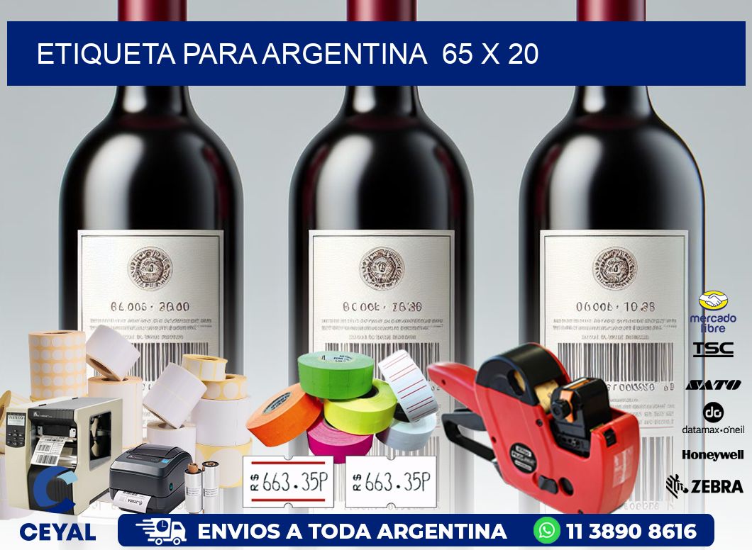 etiqueta para Argentina  65 x 20