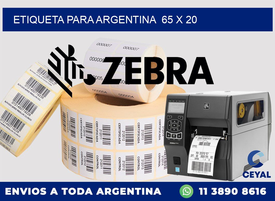 etiqueta para Argentina  65 x 20