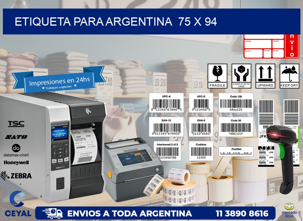 etiqueta para Argentina  75 x 94