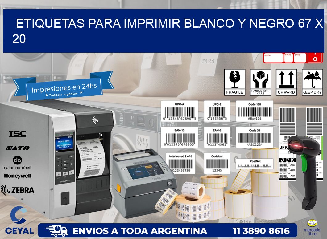 etiquetas para imprimir blanco y negro 67 x 20