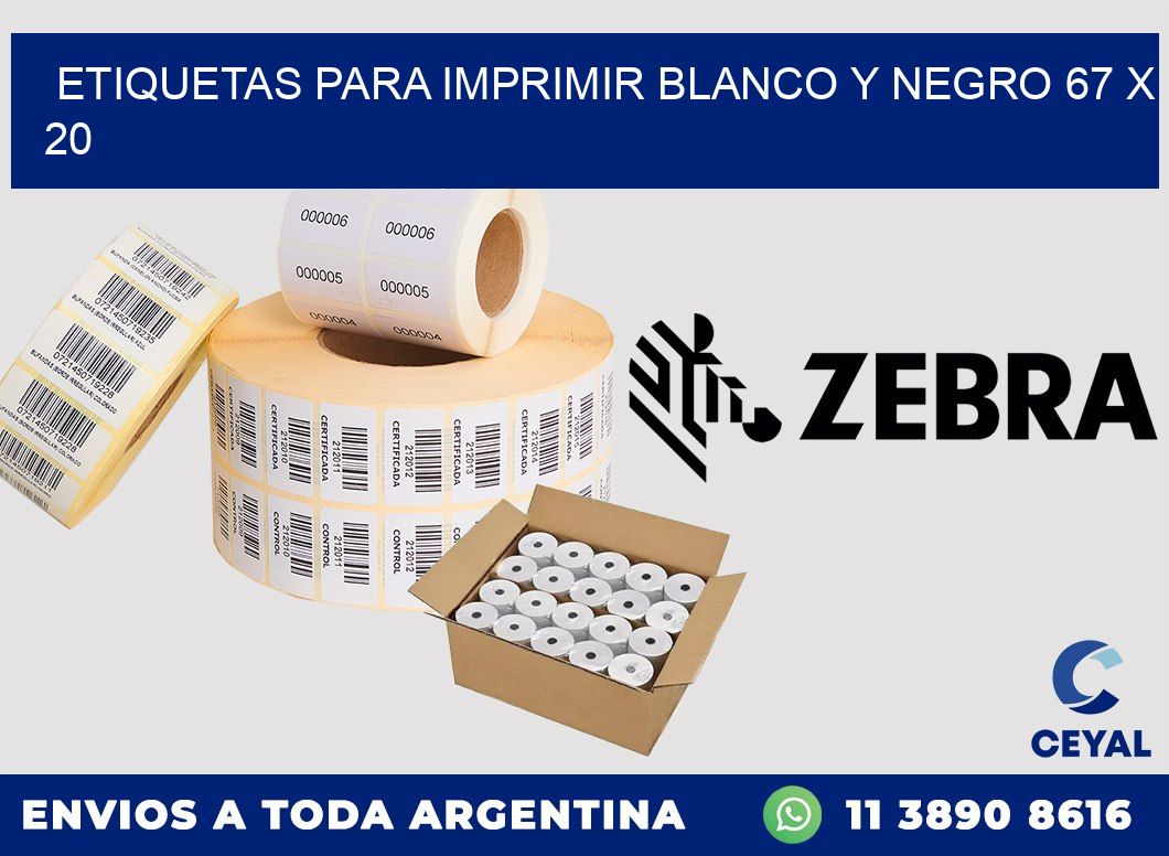 etiquetas para imprimir blanco y negro 67 x 20