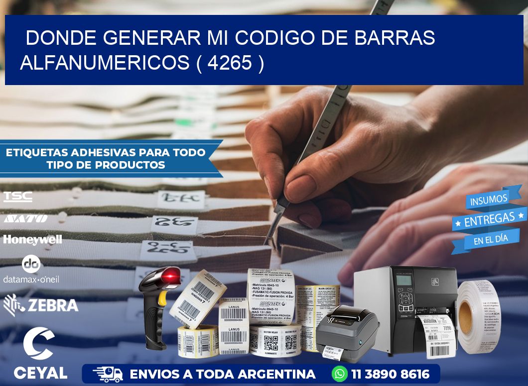 DONDE GENERAR MI CODIGO DE BARRAS ALFANUMERICOS ( 4265 )