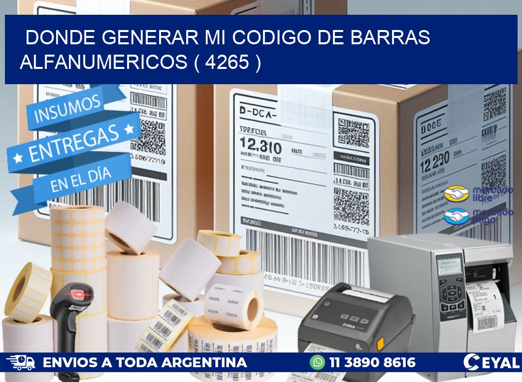 DONDE GENERAR MI CODIGO DE BARRAS ALFANUMERICOS ( 4265 )