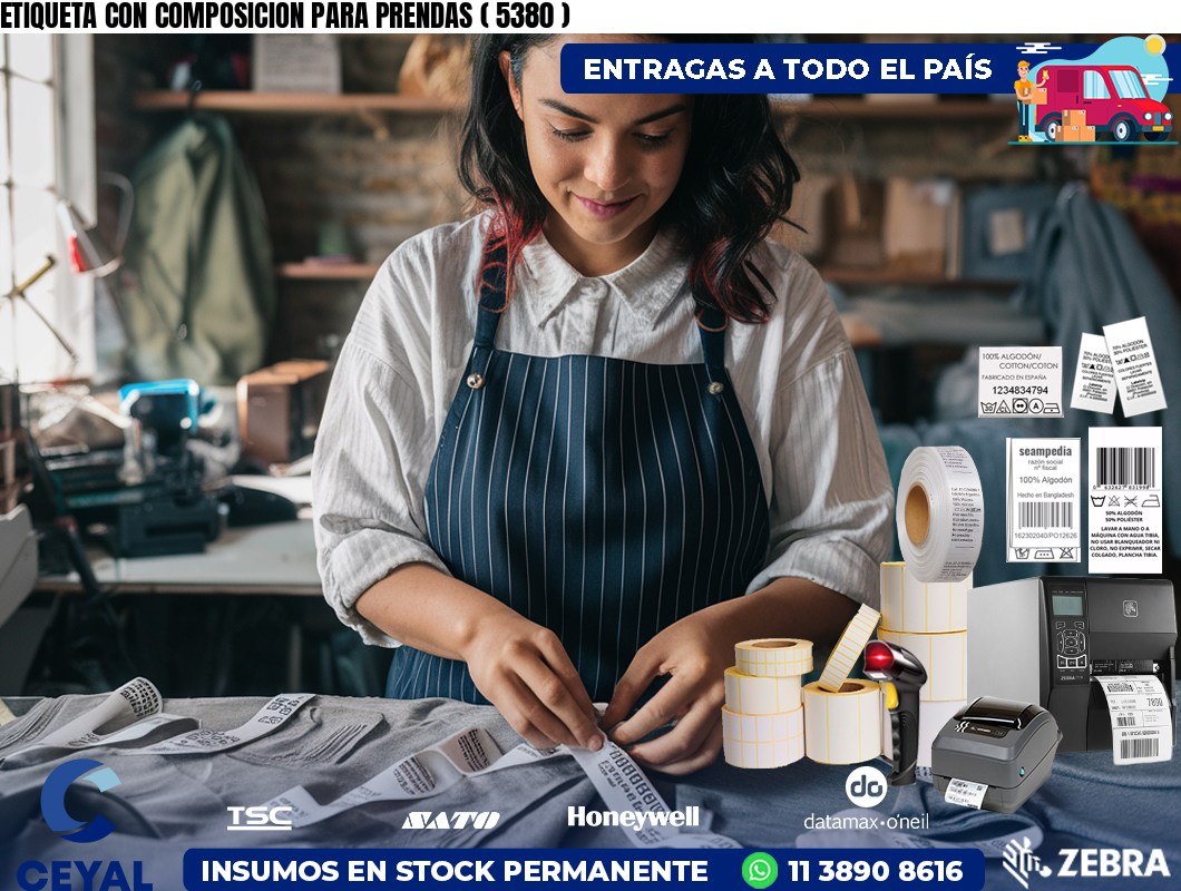 ETIQUETA CON COMPOSICION PARA PRENDAS ( 5380 )