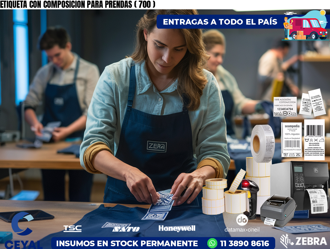 ETIQUETA CON COMPOSICION PARA PRENDAS ( 700 )