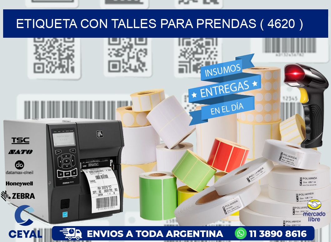 ETIQUETA CON TALLES PARA PRENDAS ( 4620 )