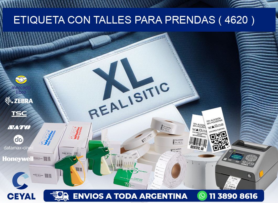 ETIQUETA CON TALLES PARA PRENDAS ( 4620 )