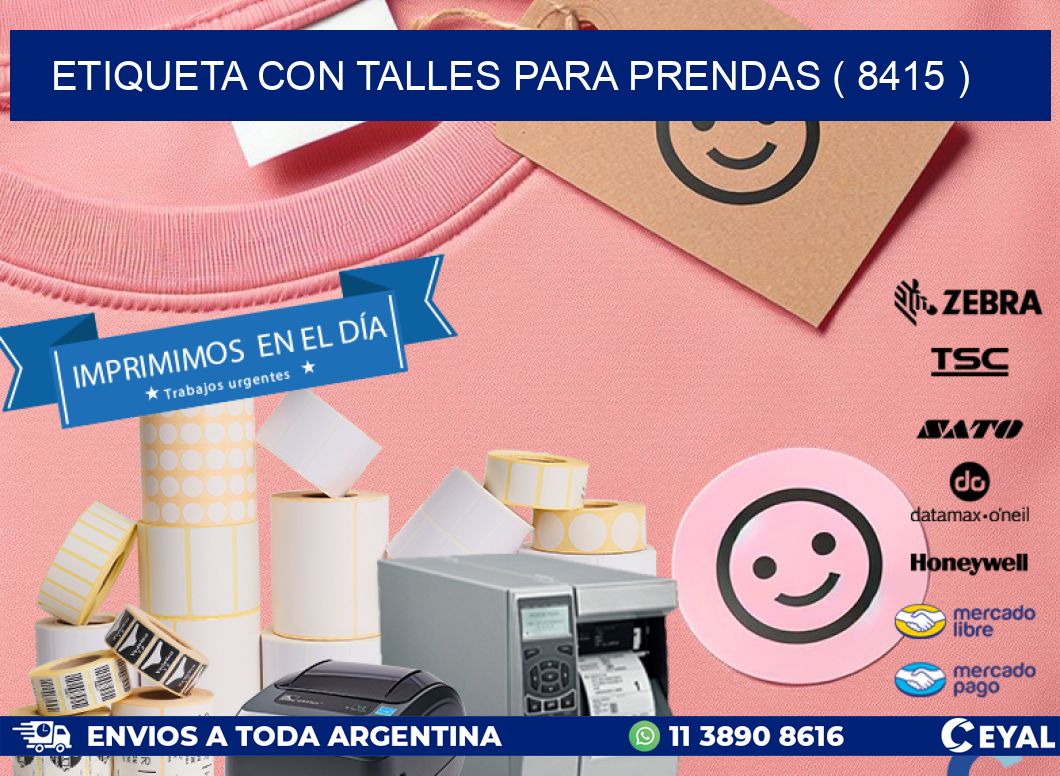 ETIQUETA CON TALLES PARA PRENDAS ( 8415 )