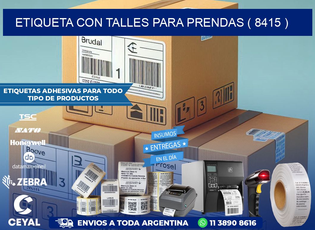ETIQUETA CON TALLES PARA PRENDAS ( 8415 )