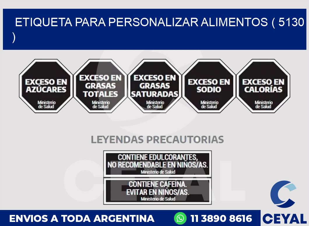 ETIQUETA PARA PERSONALIZAR ALIMENTOS ( 5130 )
