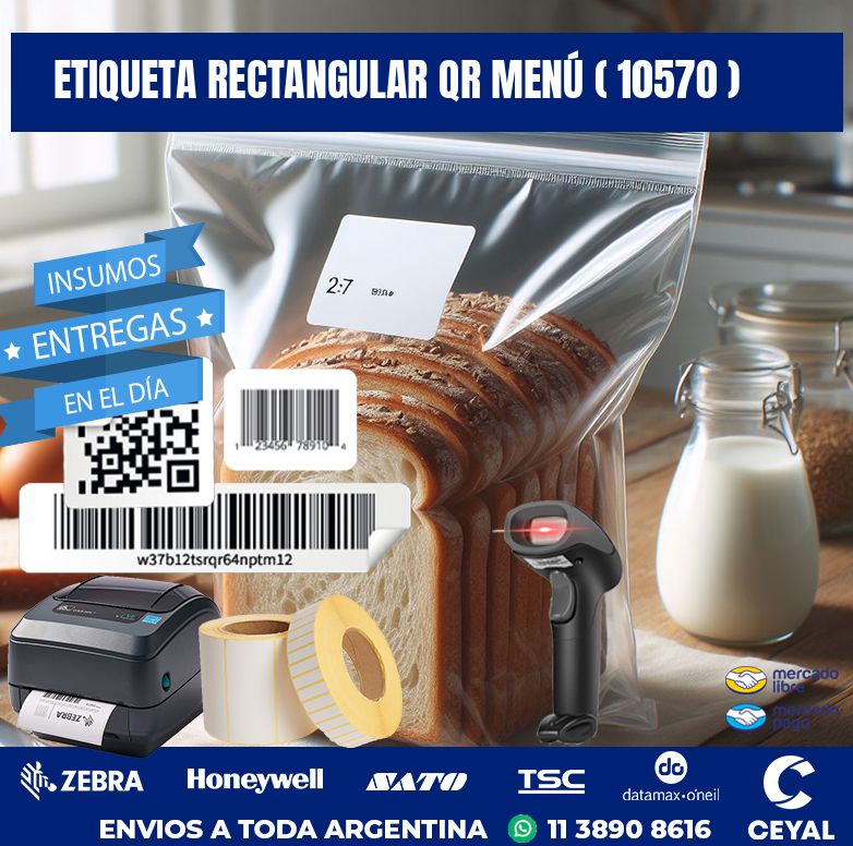 ETIQUETA RECTANGULAR QR MENÚ ( 10570 )