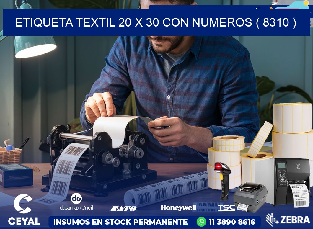 ETIQUETA TEXTIL 20 X 30 CON NUMEROS ( 8310 )