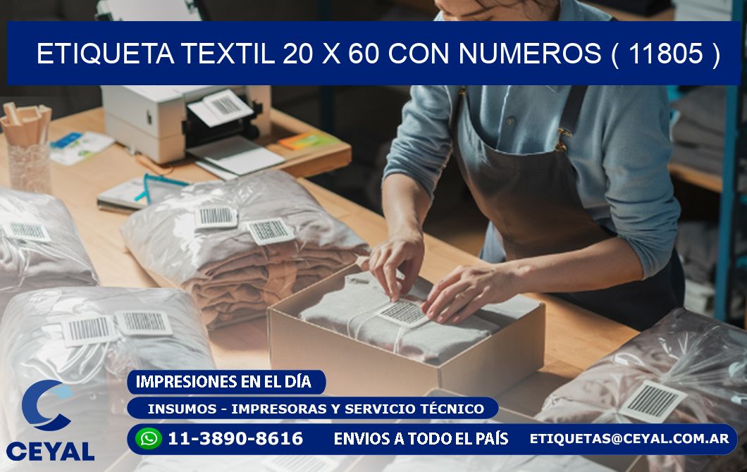ETIQUETA TEXTIL 20 X 60 CON NUMEROS ( 11805 )