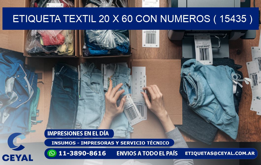 ETIQUETA TEXTIL 20 X 60 CON NUMEROS ( 15435 )
