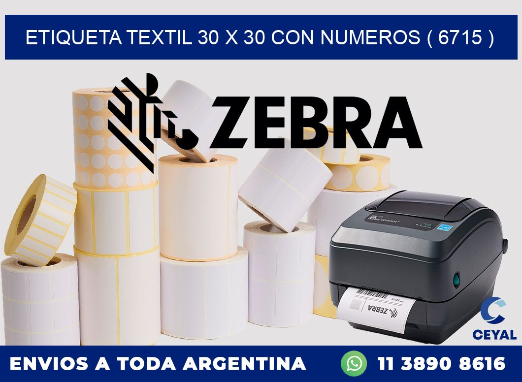 ETIQUETA TEXTIL 30 X 30 CON NUMEROS ( 6715 )