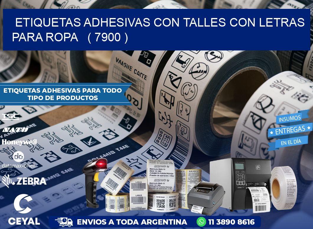 ETIQUETAS ADHESIVAS CON TALLES CON LETRAS PARA ROPA   ( 7900 )