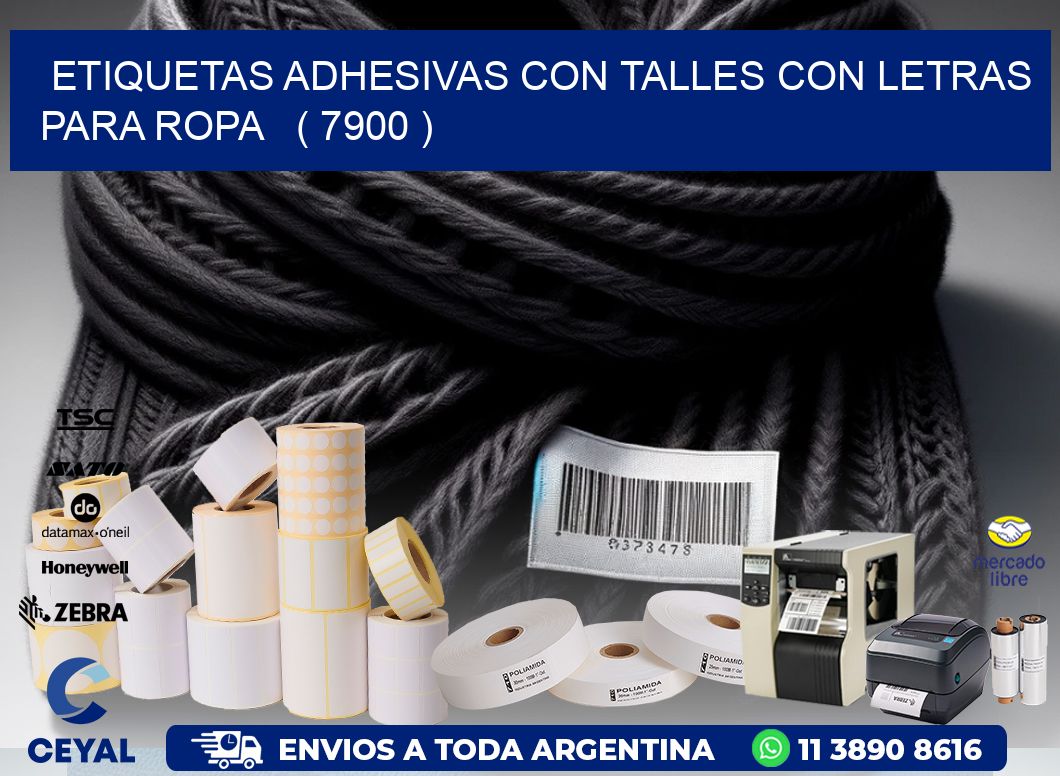 ETIQUETAS ADHESIVAS CON TALLES CON LETRAS PARA ROPA   ( 7900 )