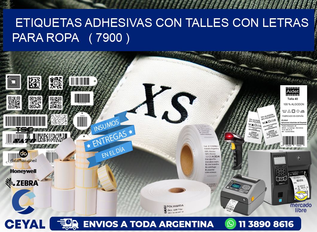 ETIQUETAS ADHESIVAS CON TALLES CON LETRAS PARA ROPA   ( 7900 )