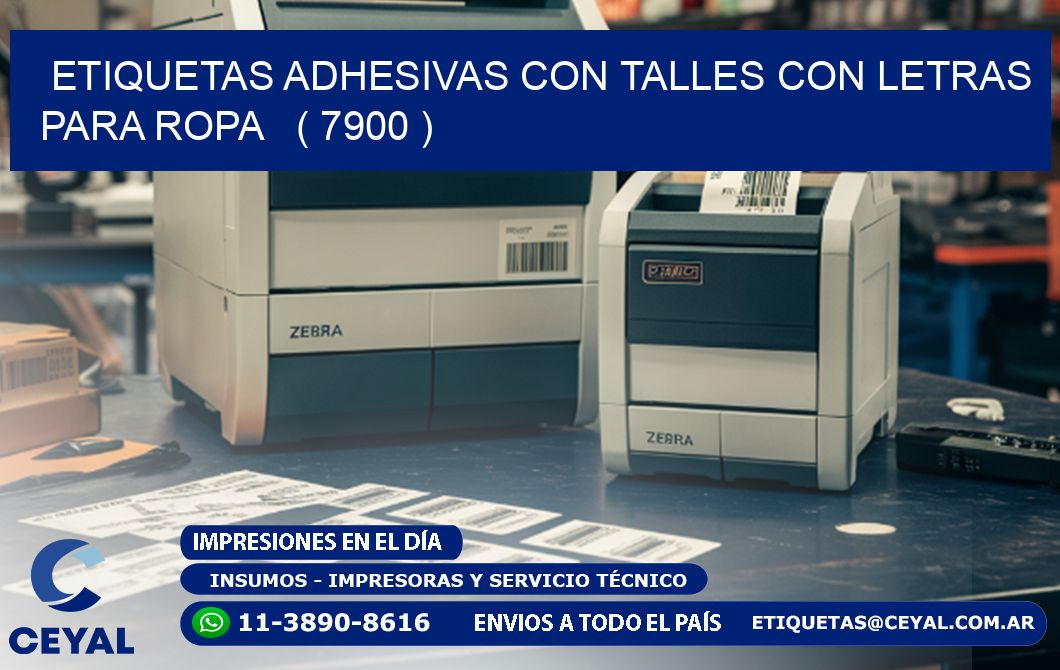 ETIQUETAS ADHESIVAS CON TALLES CON LETRAS PARA ROPA   ( 7900 )